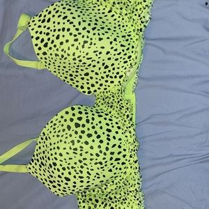 Neon yellow cheetah print bra